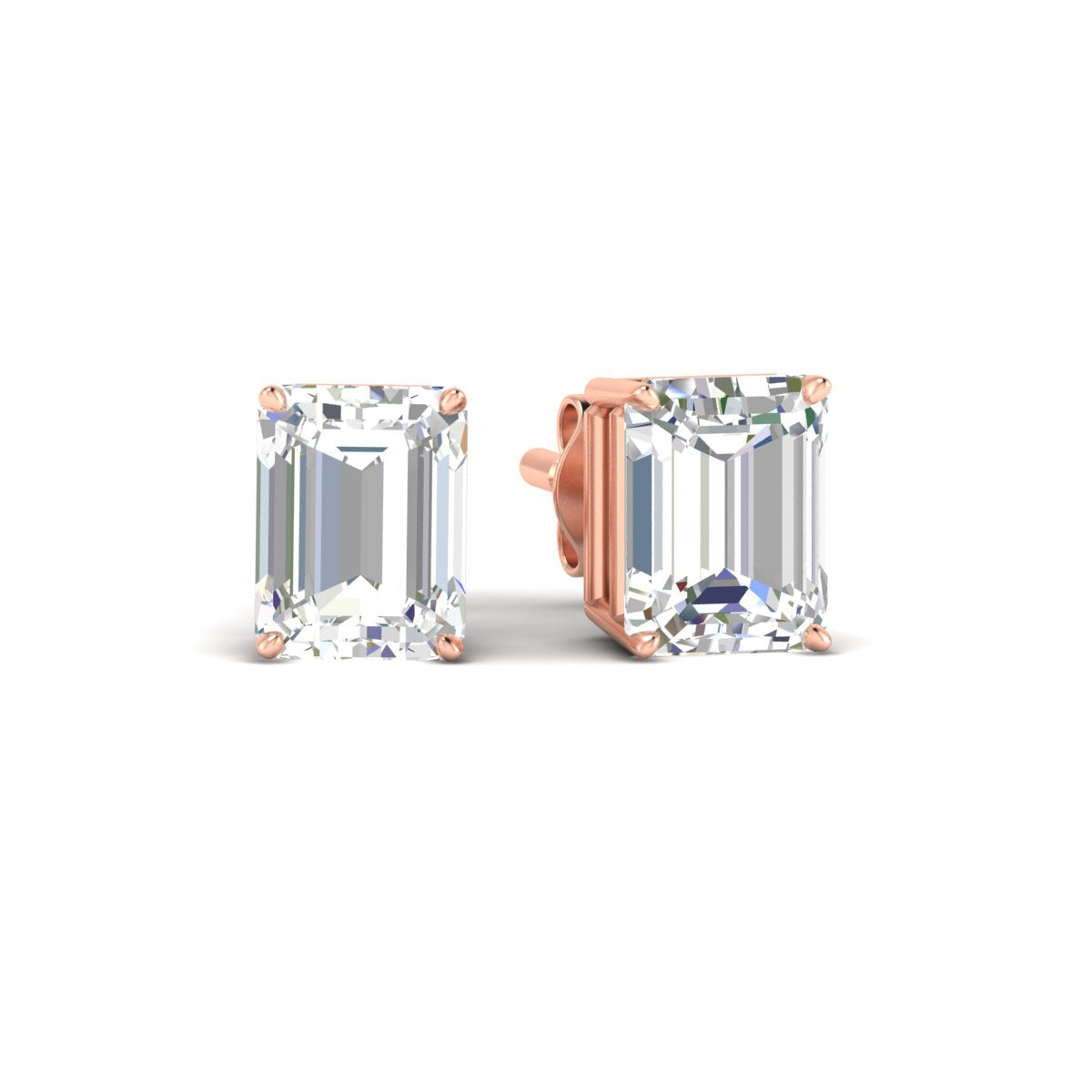 IGI Certified Emerald Cut Diamond Solitaire Stud Earrings