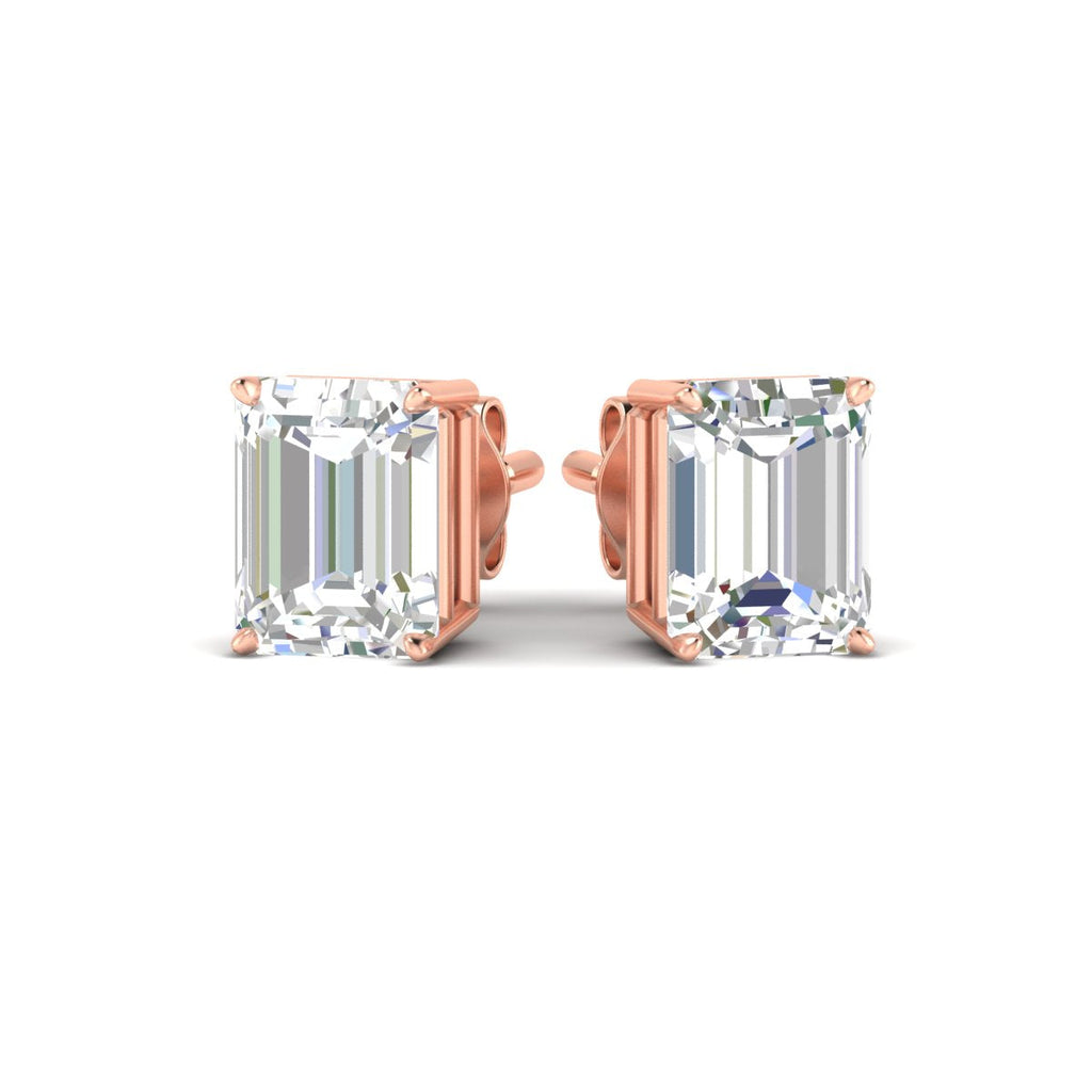 IGI Certified Emerald Cut Diamond Solitaire Stud Earrings
