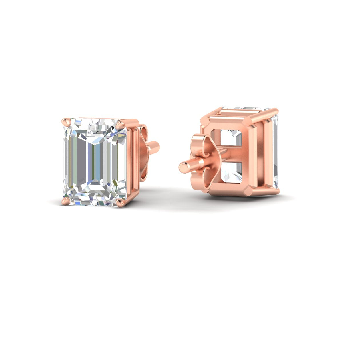 IGI Certified Emerald Cut Diamond Solitaire Stud Earrings