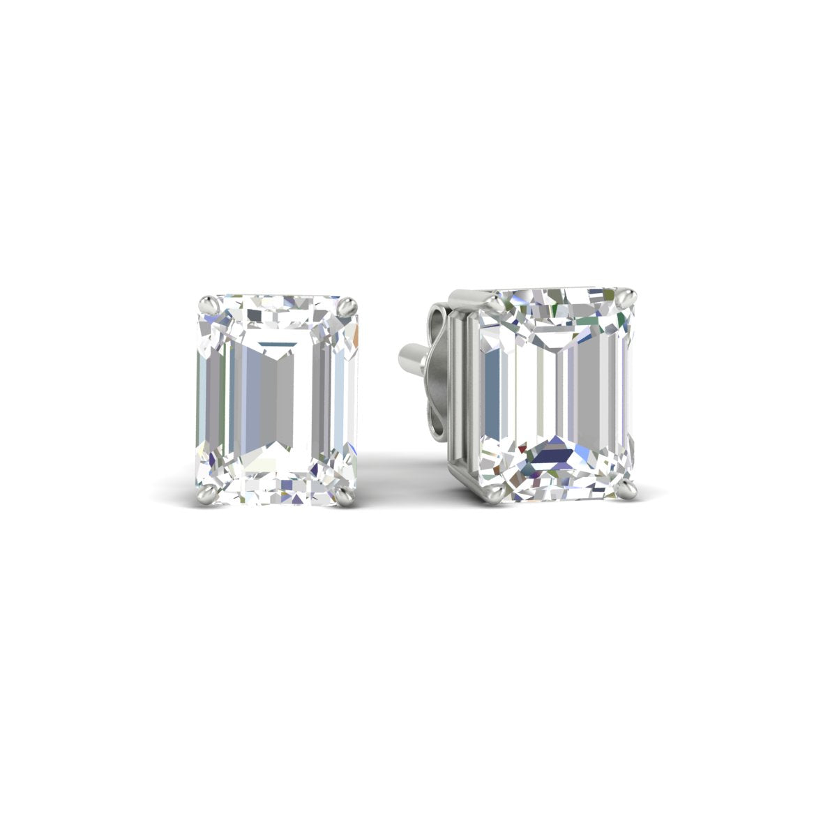 IGI Certified Emerald Cut Diamond Solitaire Stud Earrings