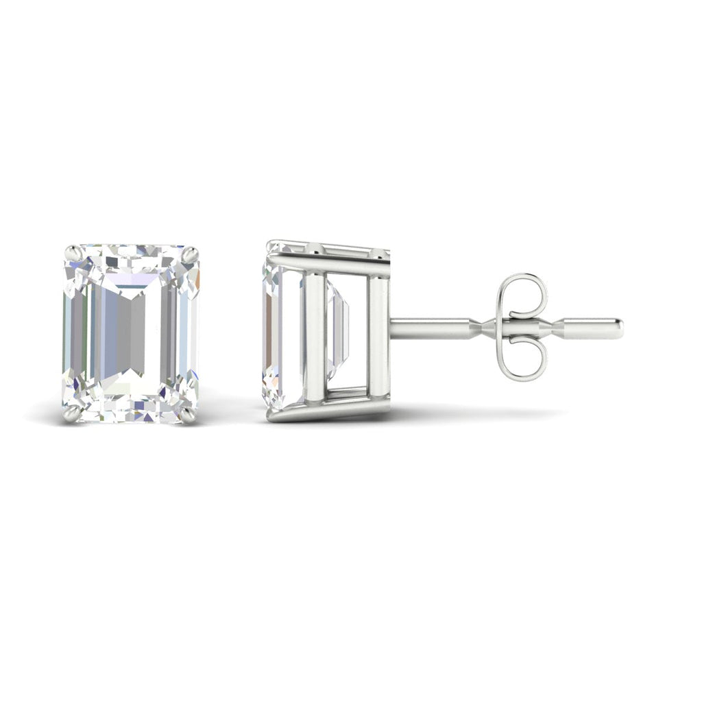 IGI Certified Emerald Cut Diamond Solitaire Stud Earrings