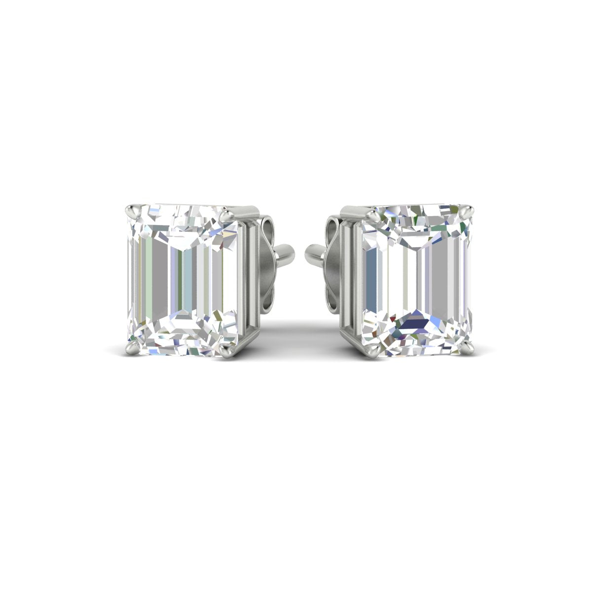 IGI Certified Emerald Cut Diamond Solitaire Stud Earrings