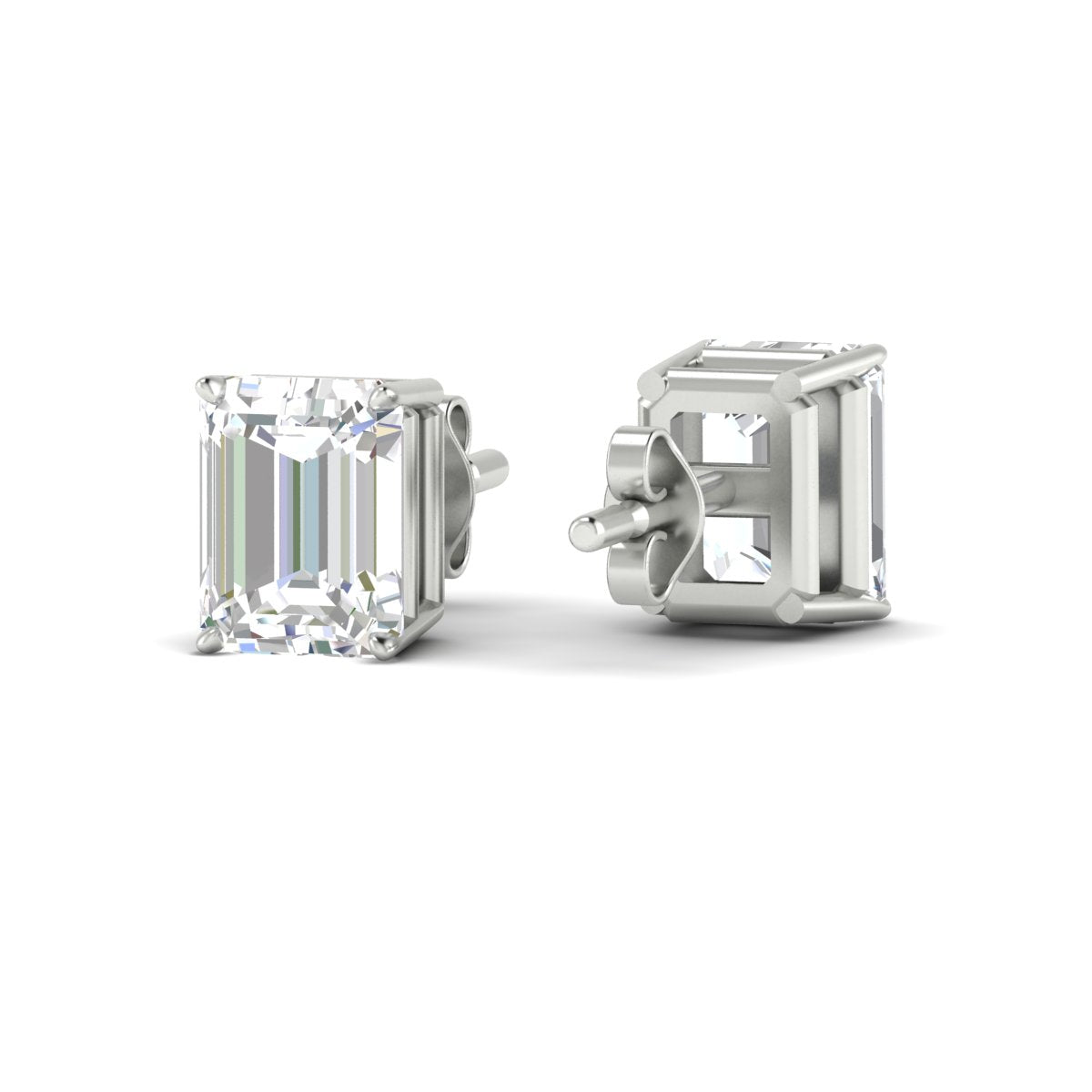 IGI Certified Emerald Cut Diamond Solitaire Stud Earrings