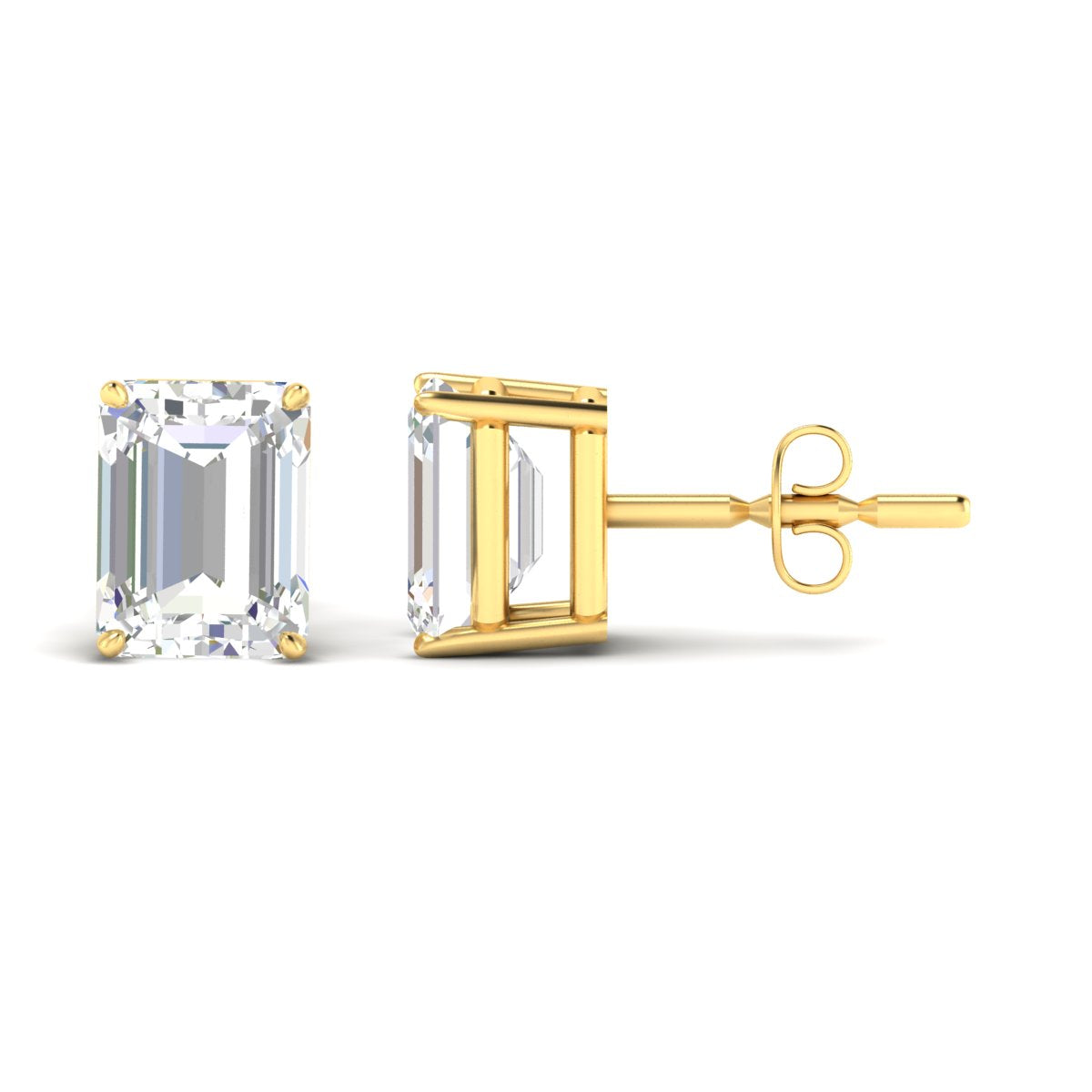 IGI Certified Emerald Cut Diamond Solitaire Stud Earrings