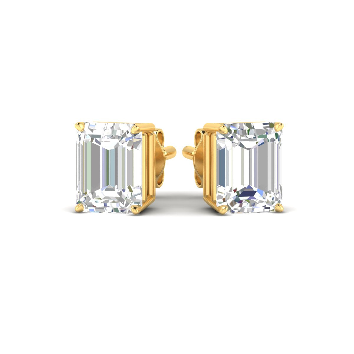 IGI Certified Emerald Cut Diamond Solitaire Stud Earrings