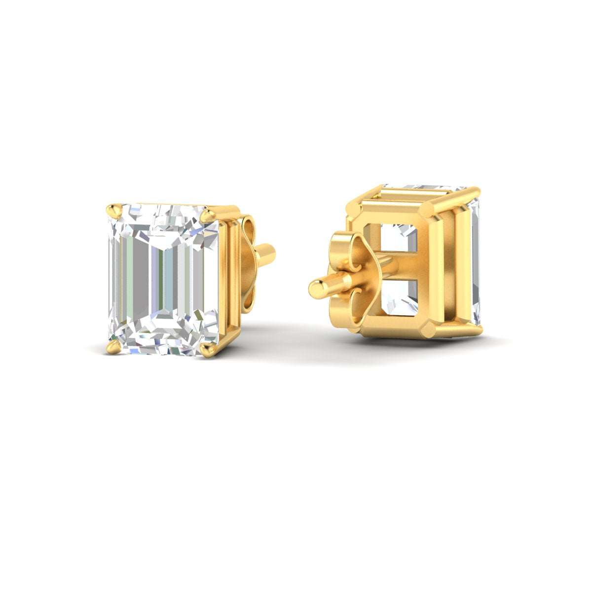 IGI Certified Emerald Cut Diamond Solitaire Stud Earrings