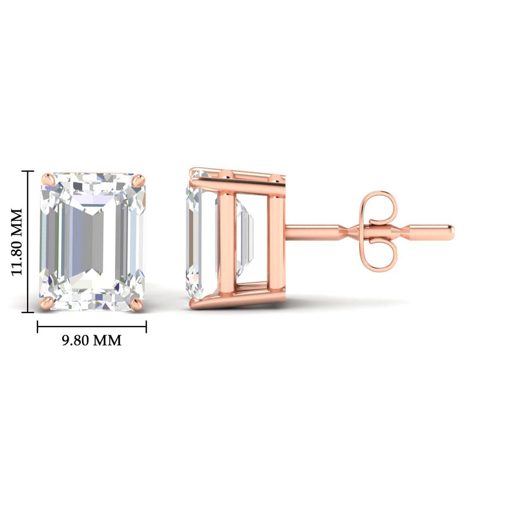 IGI Certified Emerald Cut Diamond Solitaire Stud Earrings
