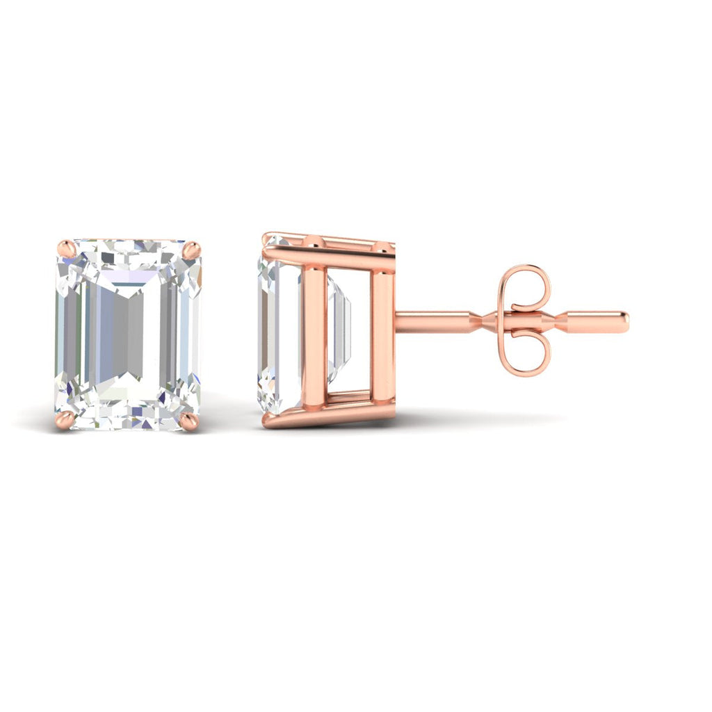 IGI Certified Emerald Cut Diamond Solitaire Stud Earrings
