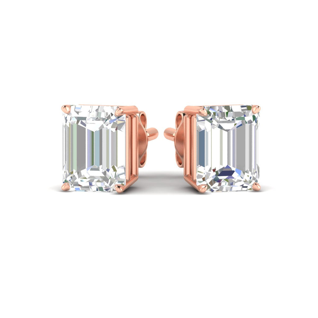 IGI Certified Emerald Cut Diamond Solitaire Stud Earrings