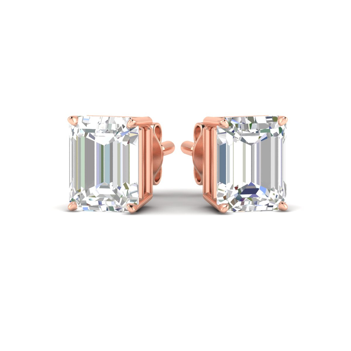 IGI Certified Emerald Cut Diamond Solitaire Stud Earrings