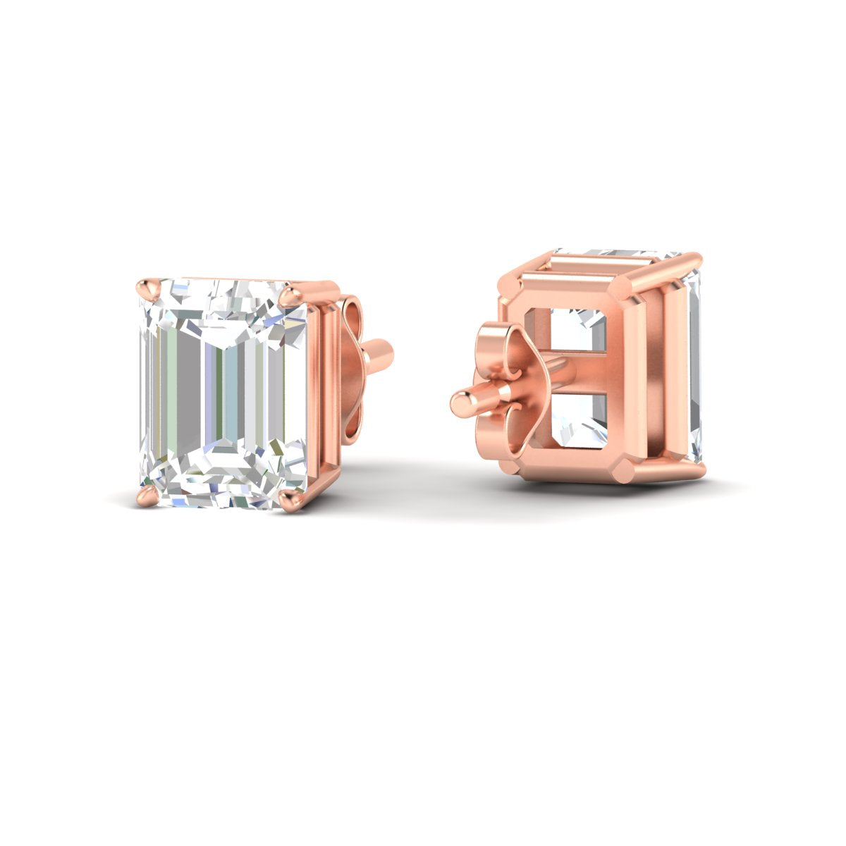 IGI Certified Emerald Cut Diamond Solitaire Stud Earrings