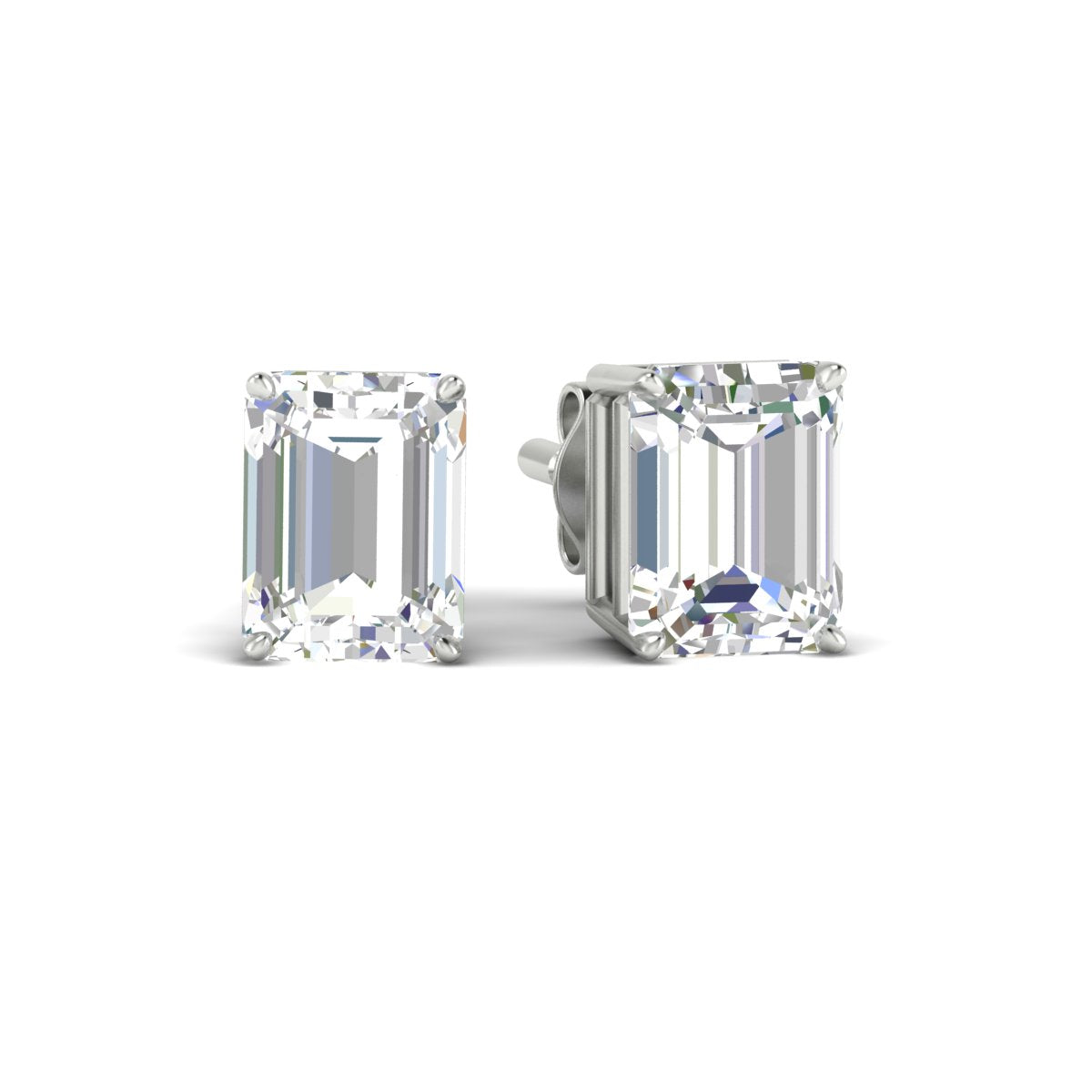 IGI Certified Emerald Cut Diamond Solitaire Stud Earrings