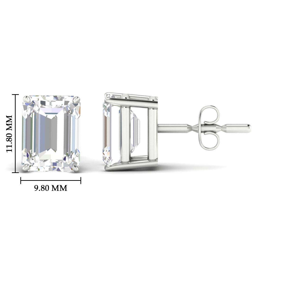 IGI Certified Emerald Cut Diamond Solitaire Stud Earrings