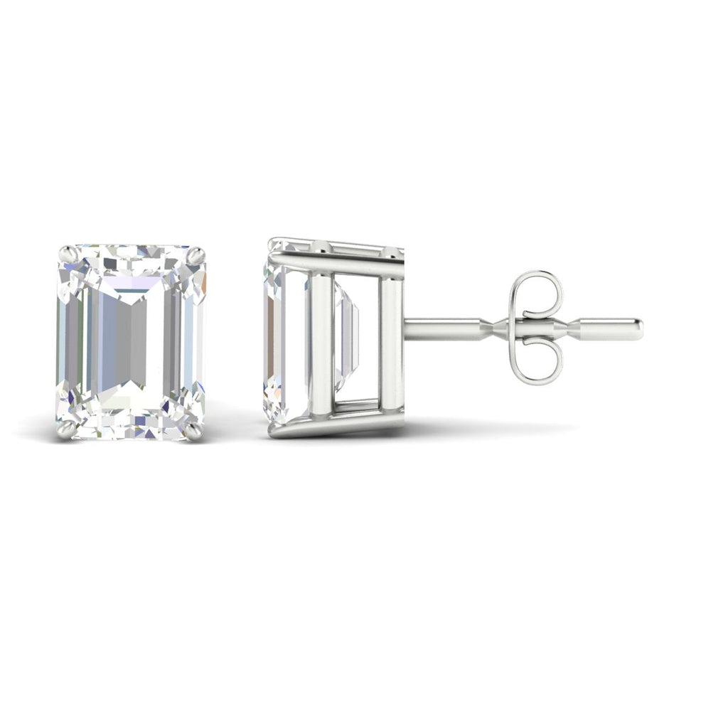 IGI Certified Emerald Cut Diamond Solitaire Stud Earrings