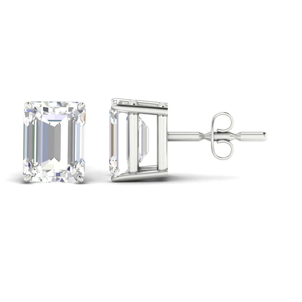 IGI Certified Emerald Cut Diamond Solitaire Stud Earrings
