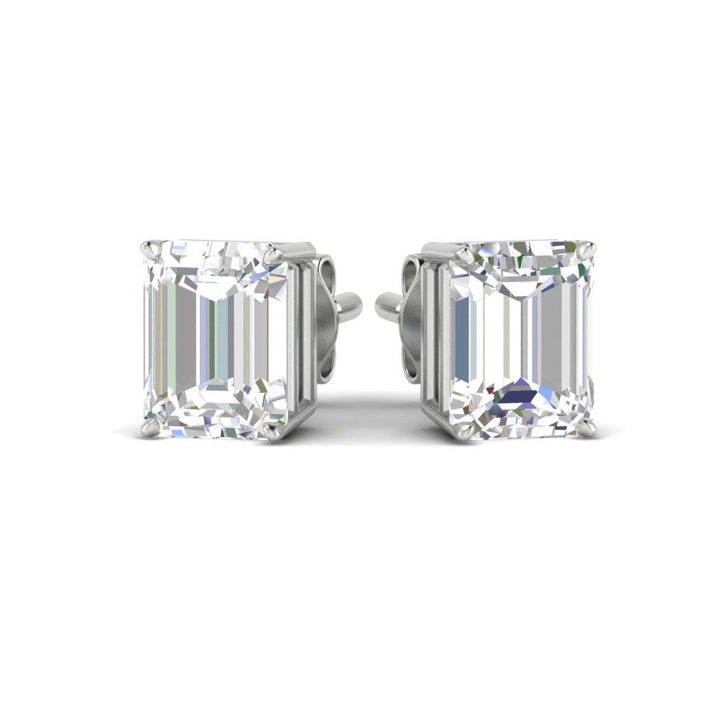 IGI Certified Emerald Cut Diamond Solitaire Stud Earrings