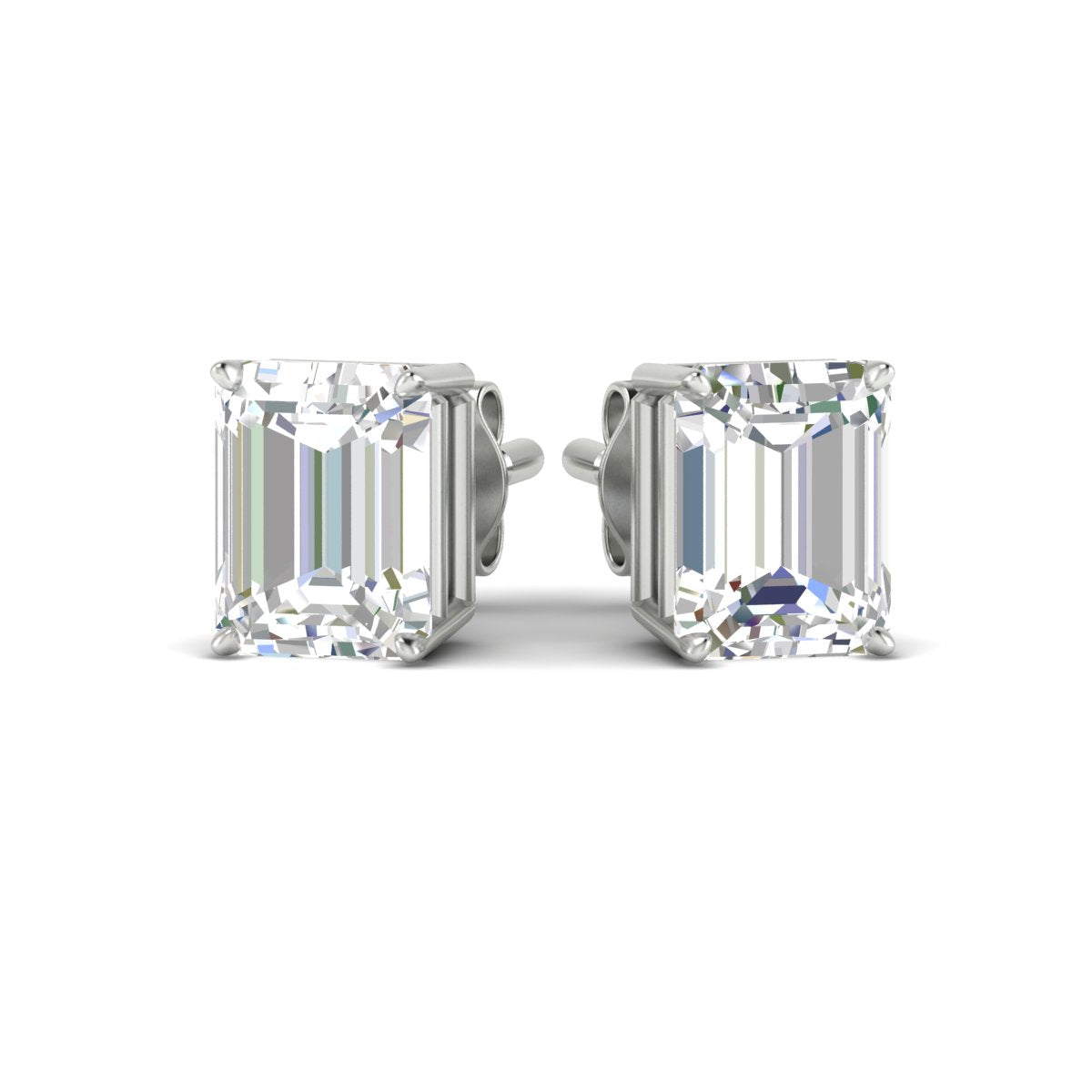 IGI Certified Emerald Cut Diamond Solitaire Stud Earrings