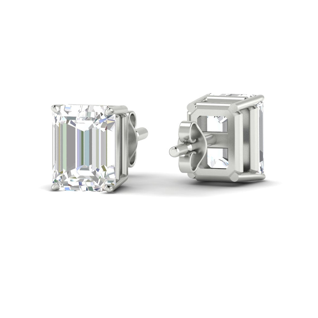 IGI Certified Emerald Cut Diamond Solitaire Stud Earrings