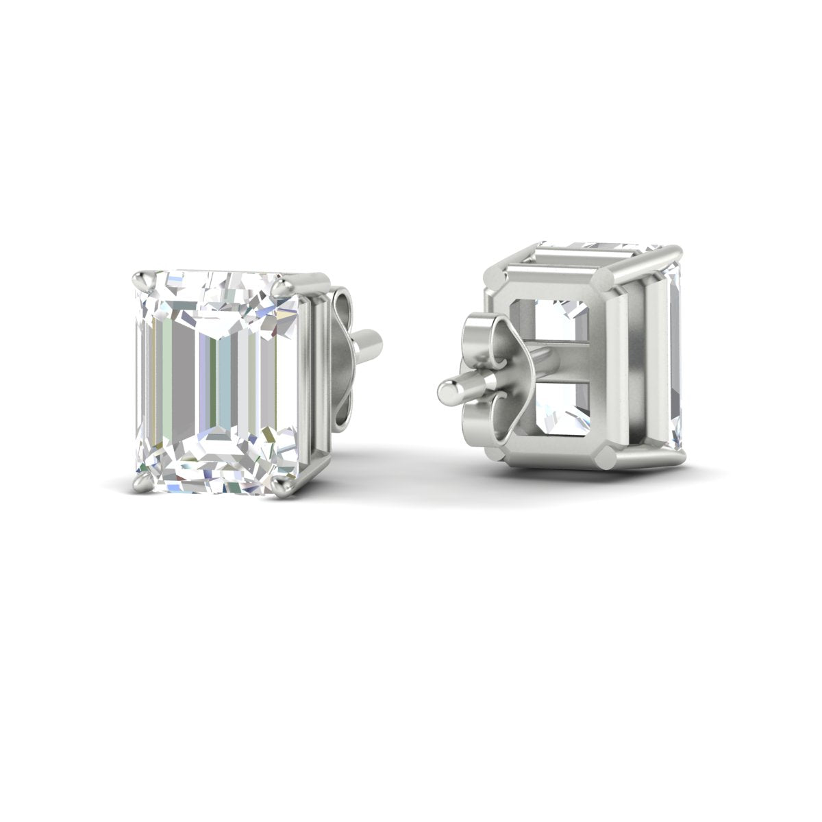IGI Certified Emerald Cut Diamond Solitaire Stud Earrings