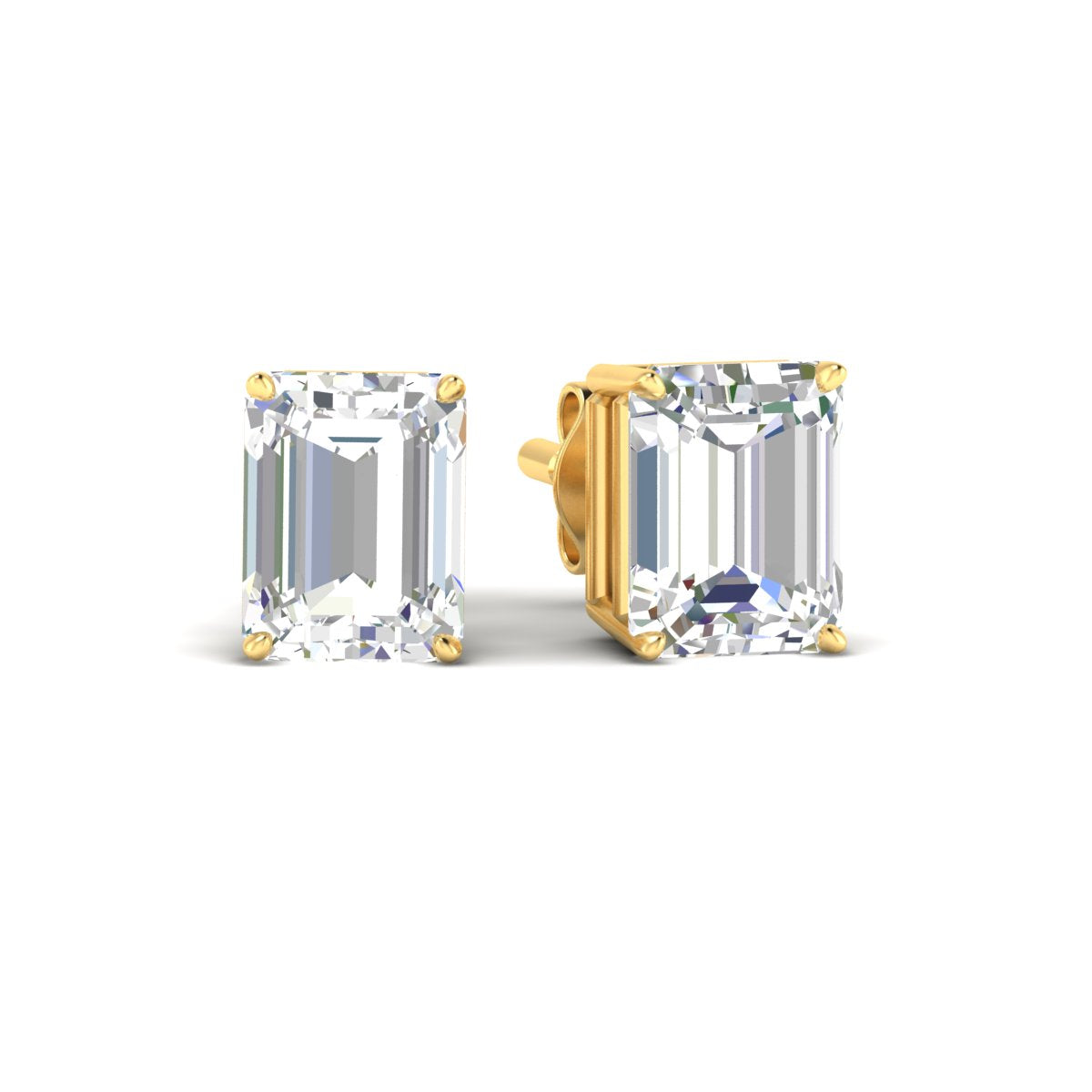 IGI Certified Emerald Cut Diamond Solitaire Stud Earrings