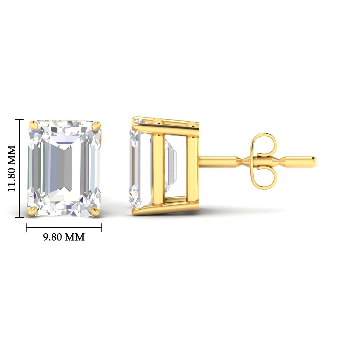 IGI Certified Emerald Cut Diamond Solitaire Stud Earrings