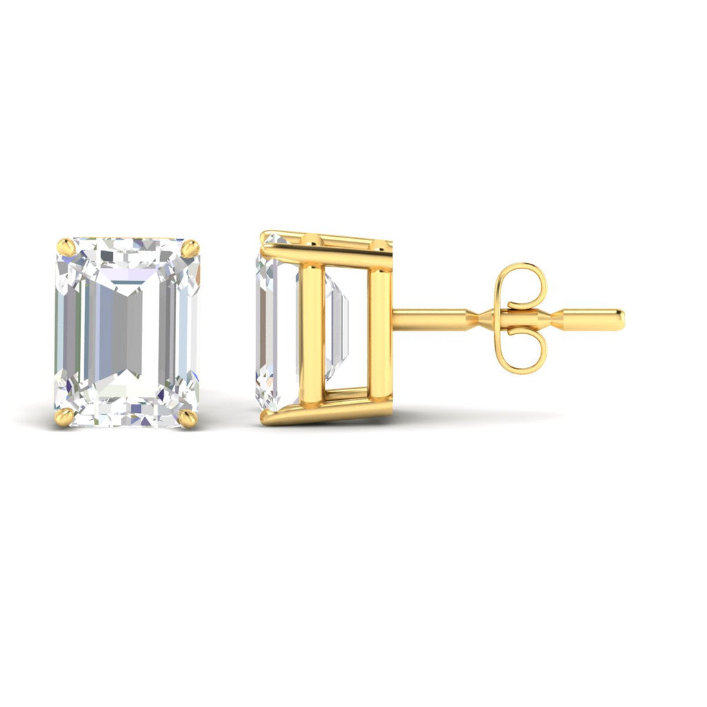 IGI Certified Emerald Cut Diamond Solitaire Stud Earrings