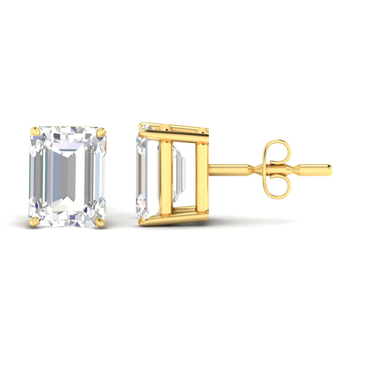 IGI Certified Emerald Cut Diamond Solitaire Stud Earrings