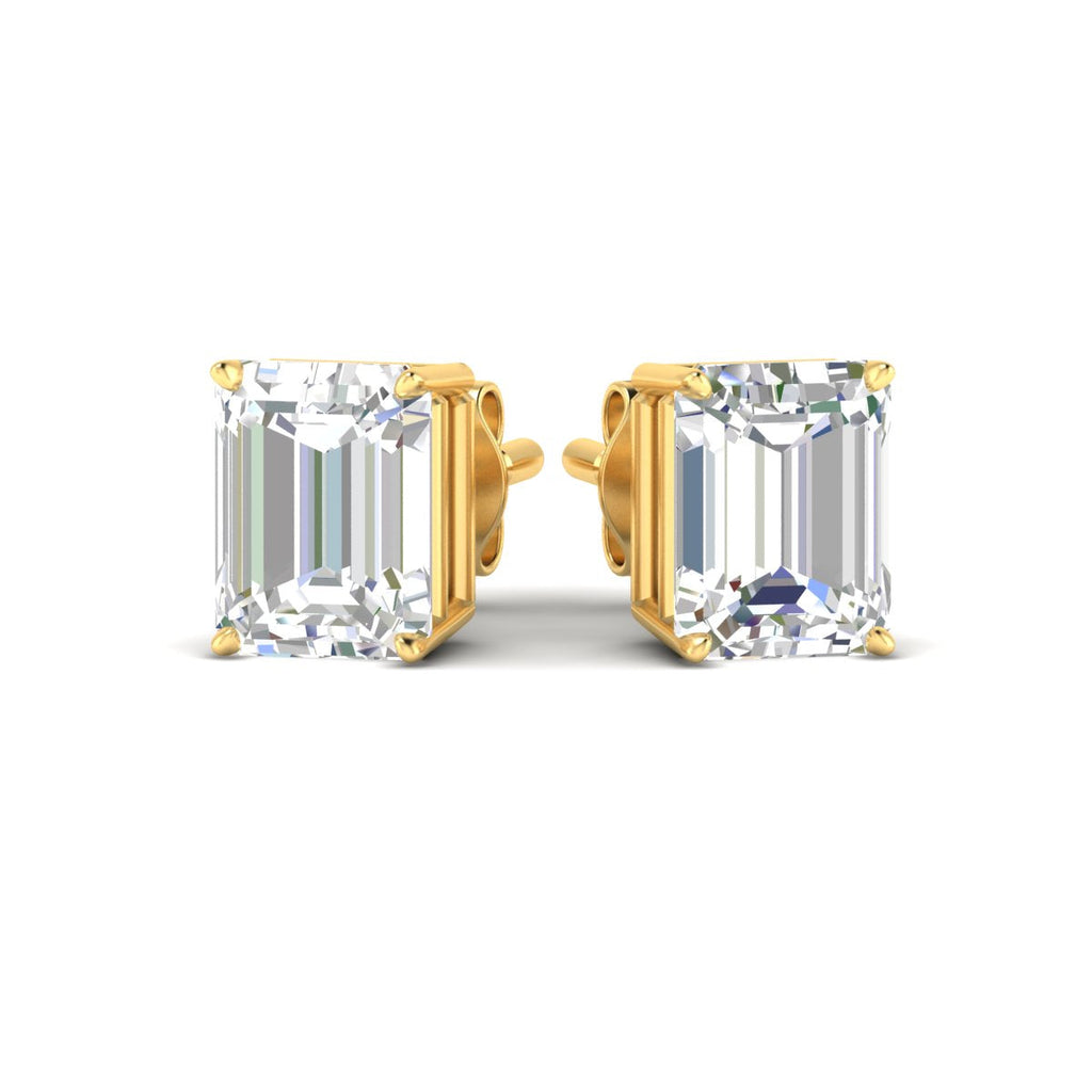 IGI Certified Emerald Cut Diamond Solitaire Stud Earrings