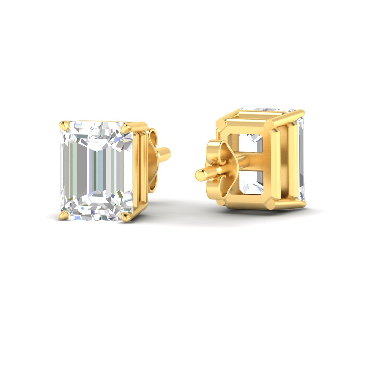 IGI Certified Emerald Cut Diamond Solitaire Stud Earrings