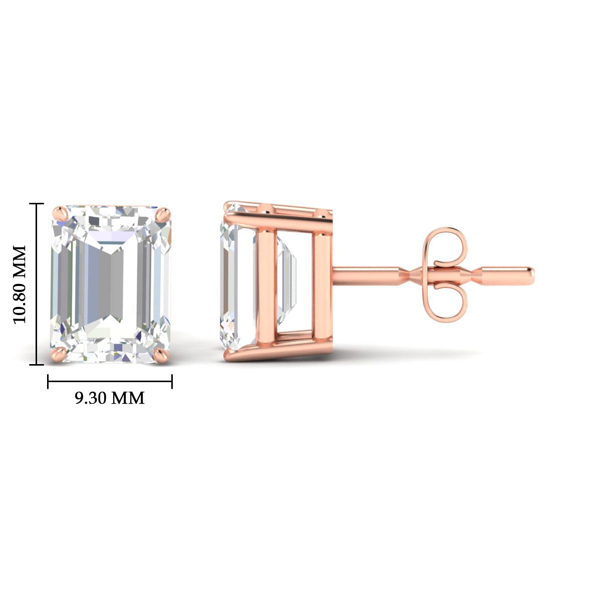 IGI Certified Emerald Cut Diamond Solitaire Stud Earrings