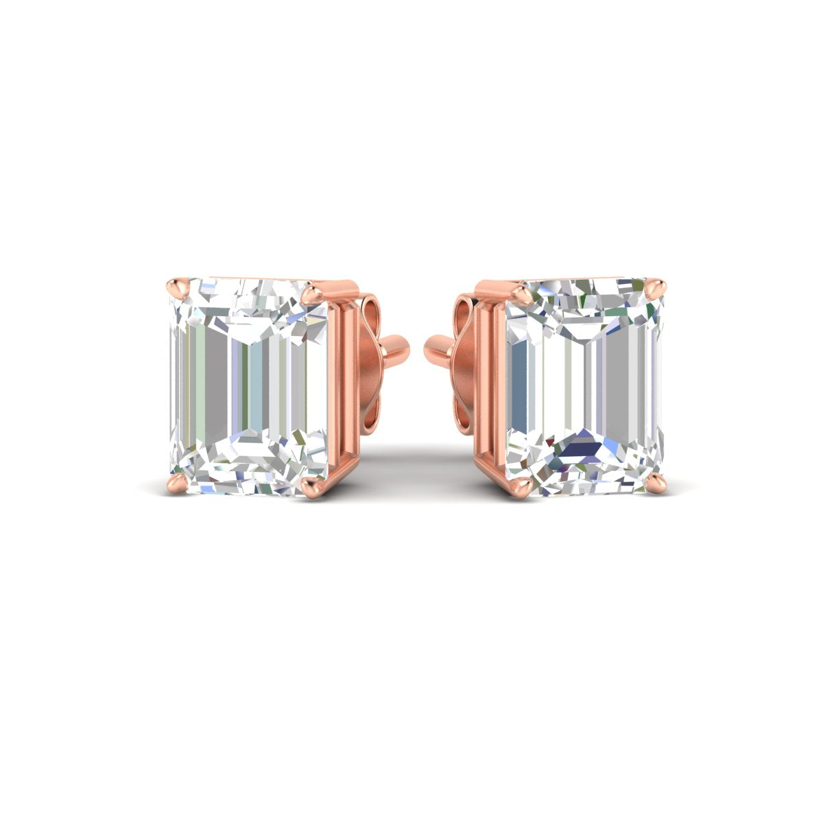 IGI Certified Emerald Cut Diamond Solitaire Stud Earrings