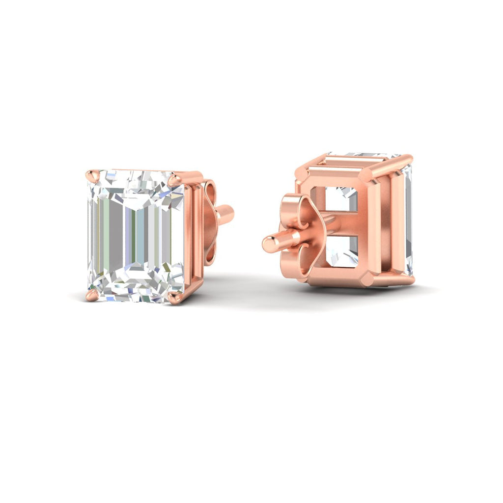 IGI Certified Emerald Cut Diamond Solitaire Stud Earrings