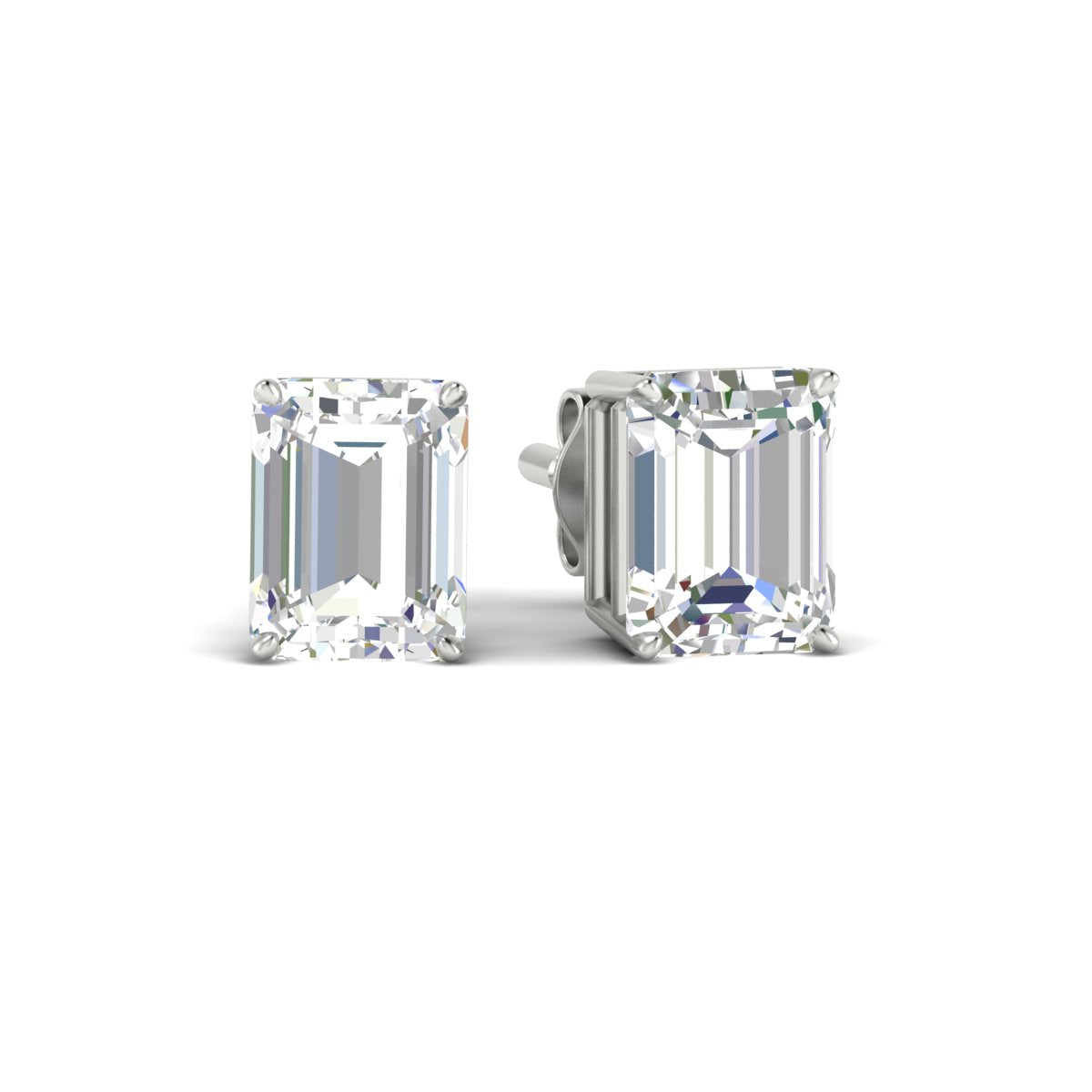 IGI Certified Emerald Cut Diamond Solitaire Stud Earrings