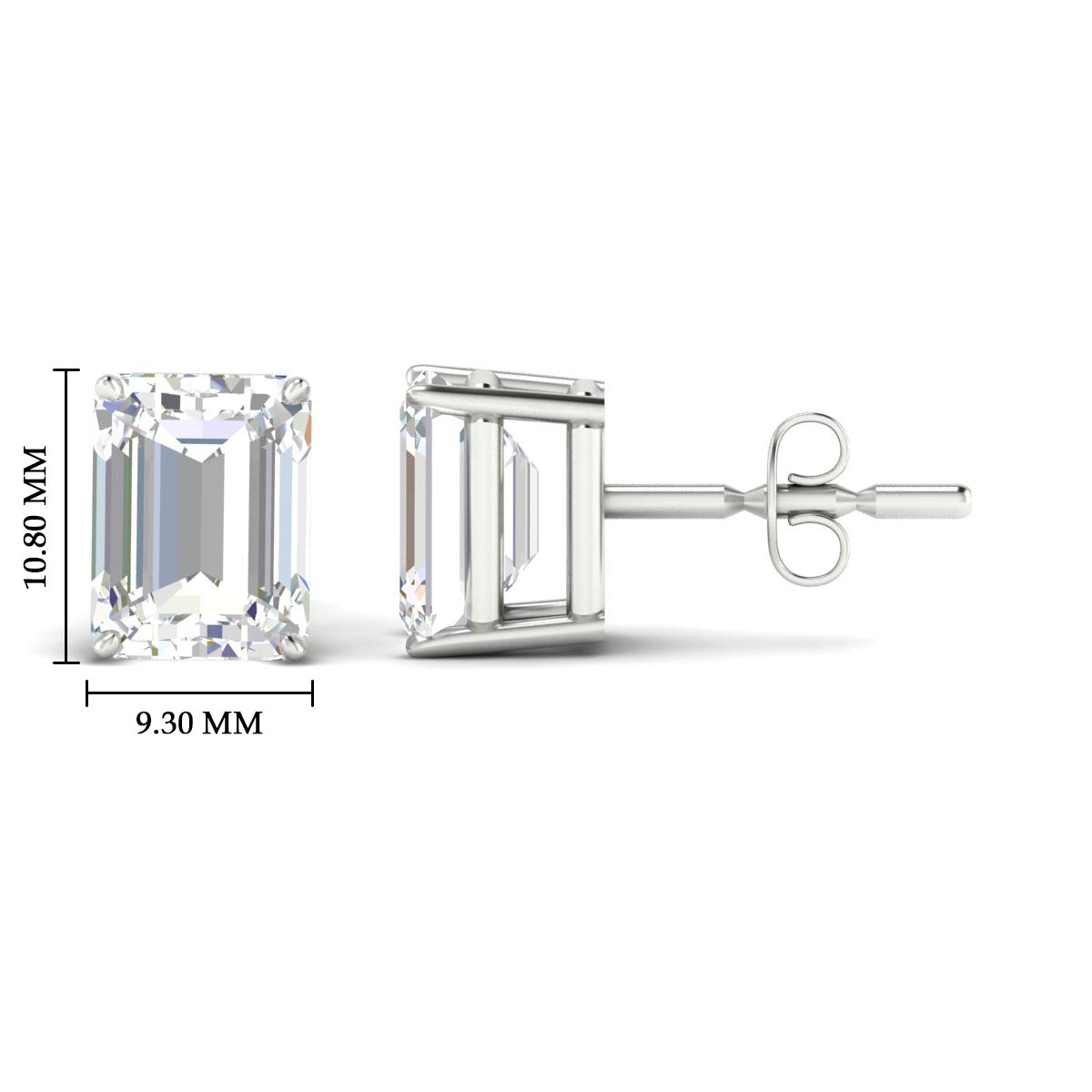 IGI Certified Emerald Cut Diamond Solitaire Stud Earrings