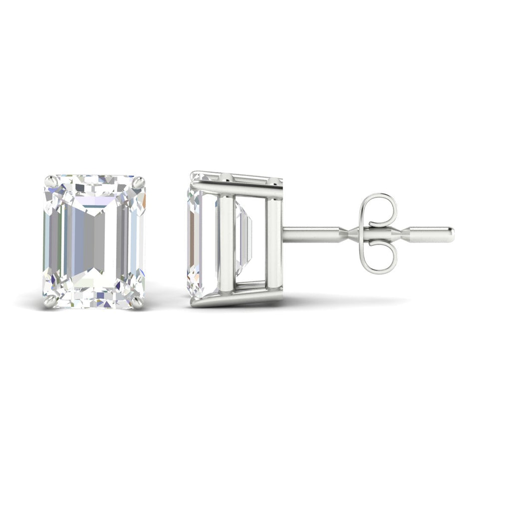 IGI Certified Emerald Cut Diamond Solitaire Stud Earrings