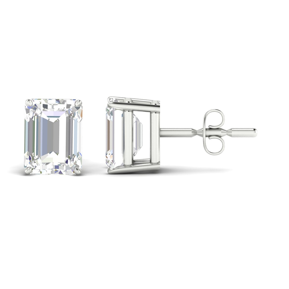 IGI Certified Emerald Cut Diamond Solitaire Stud Earrings