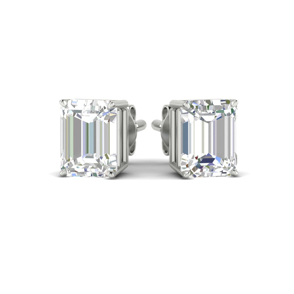 IGI Certified Emerald Cut Diamond Solitaire Stud Earrings
