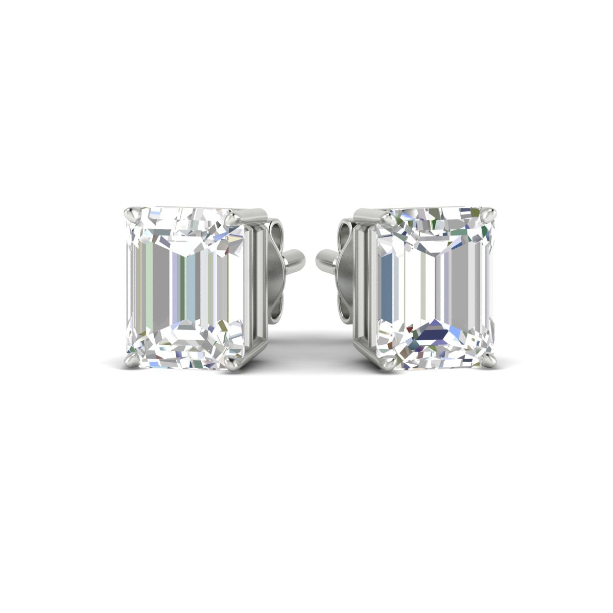 IGI Certified Emerald Cut Diamond Solitaire Stud Earrings