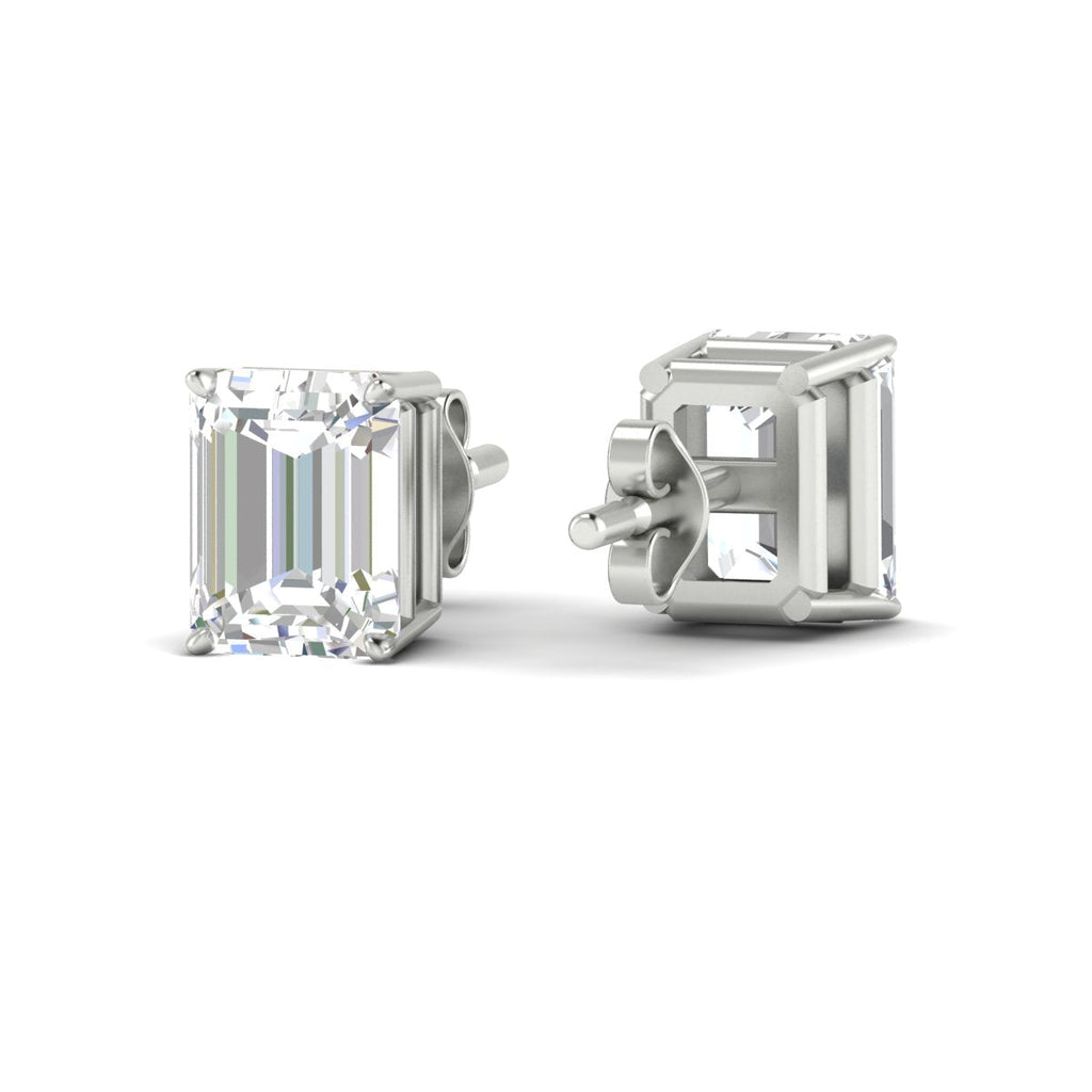 IGI Certified Emerald Cut Diamond Solitaire Stud Earrings
