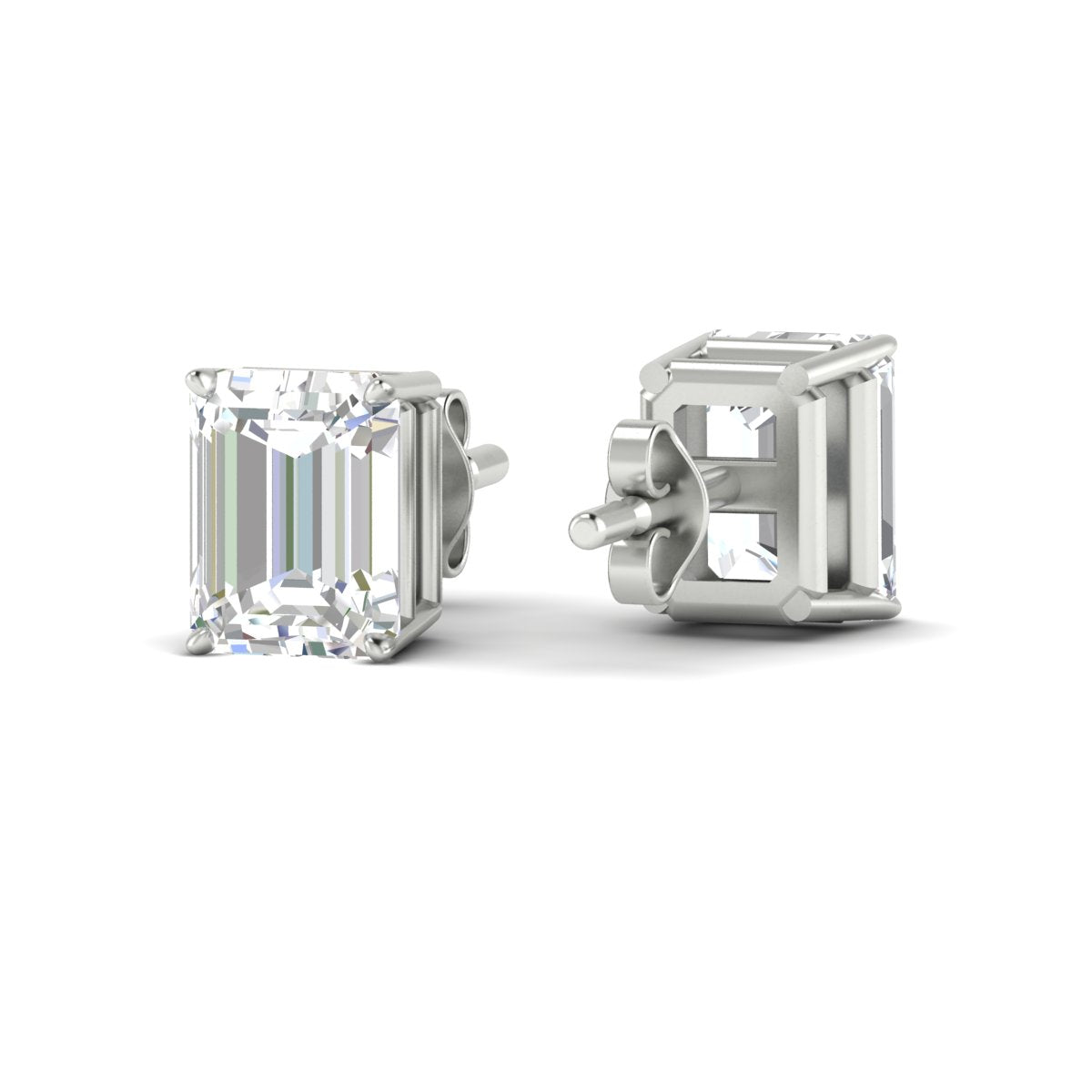 IGI Certified Emerald Cut Diamond Solitaire Stud Earrings