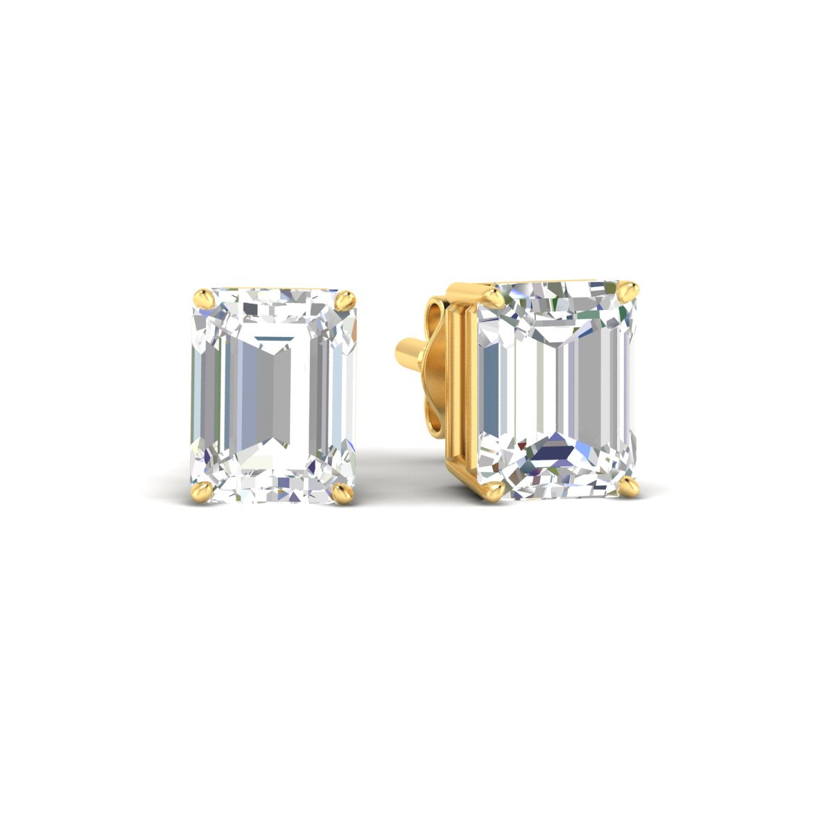 IGI Certified Emerald Cut Diamond Solitaire Stud Earrings