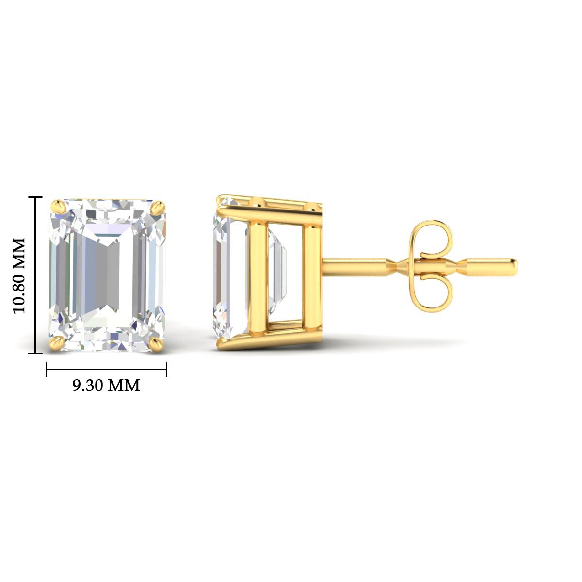 IGI Certified Emerald Cut Diamond Solitaire Stud Earrings