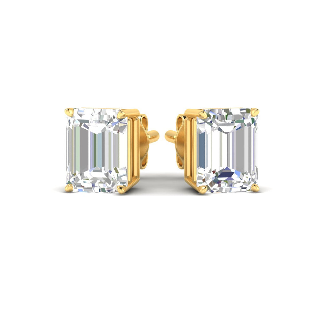IGI Certified Emerald Cut Diamond Solitaire Stud Earrings