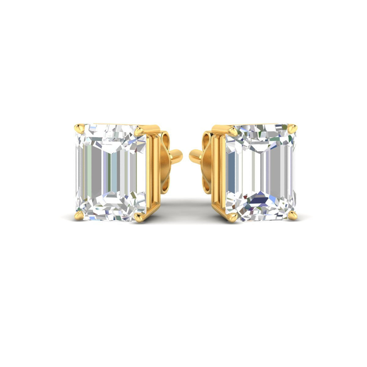 IGI Certified Emerald Cut Diamond Solitaire Stud Earrings