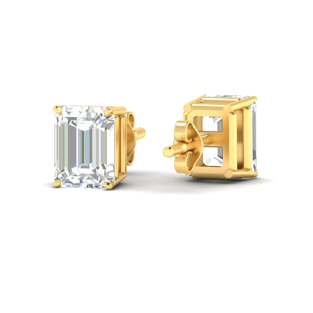IGI Certified Emerald Cut Diamond Solitaire Stud Earrings