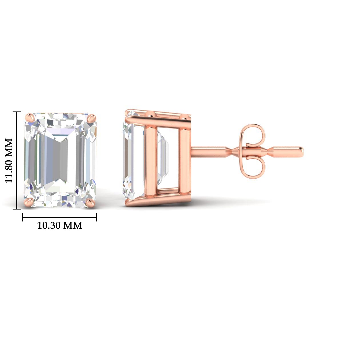 IGI Certified Emerald Cut Diamond Solitaire Stud Earrings