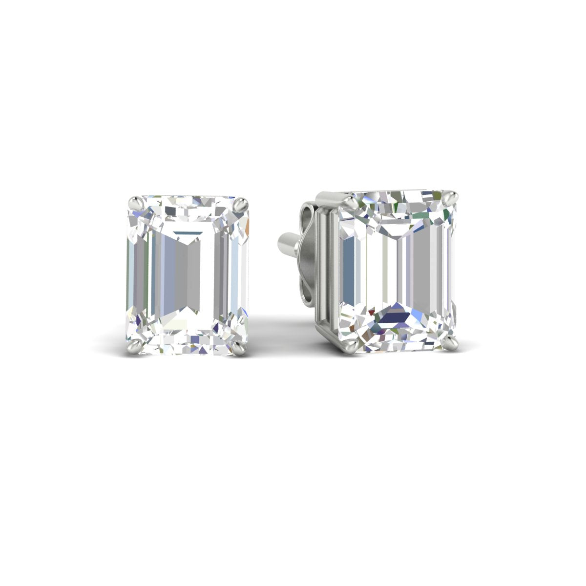 IGI Certified Emerald Cut Diamond Solitaire Stud Earrings