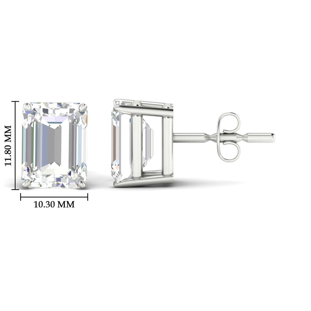 IGI Certified Emerald Cut Diamond Solitaire Stud Earrings