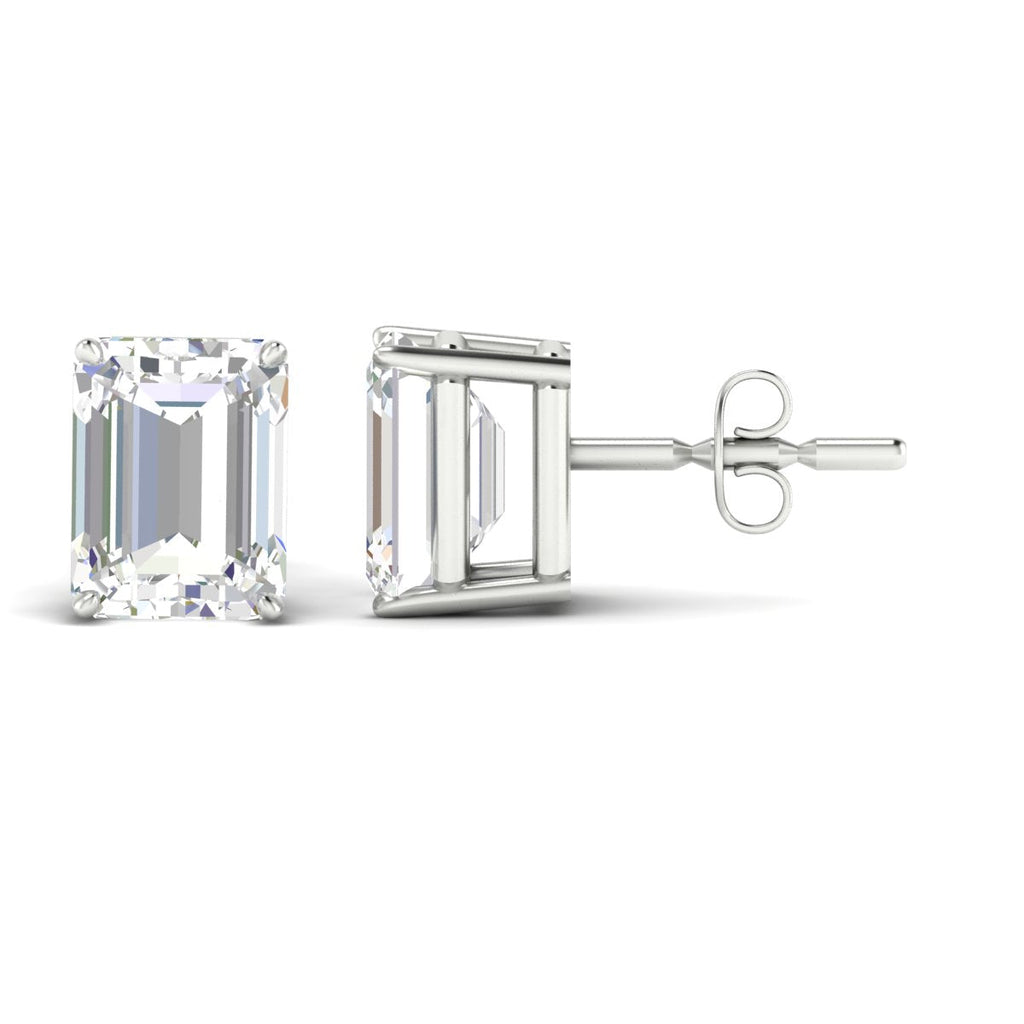 IGI Certified Emerald Cut Diamond Solitaire Stud Earrings