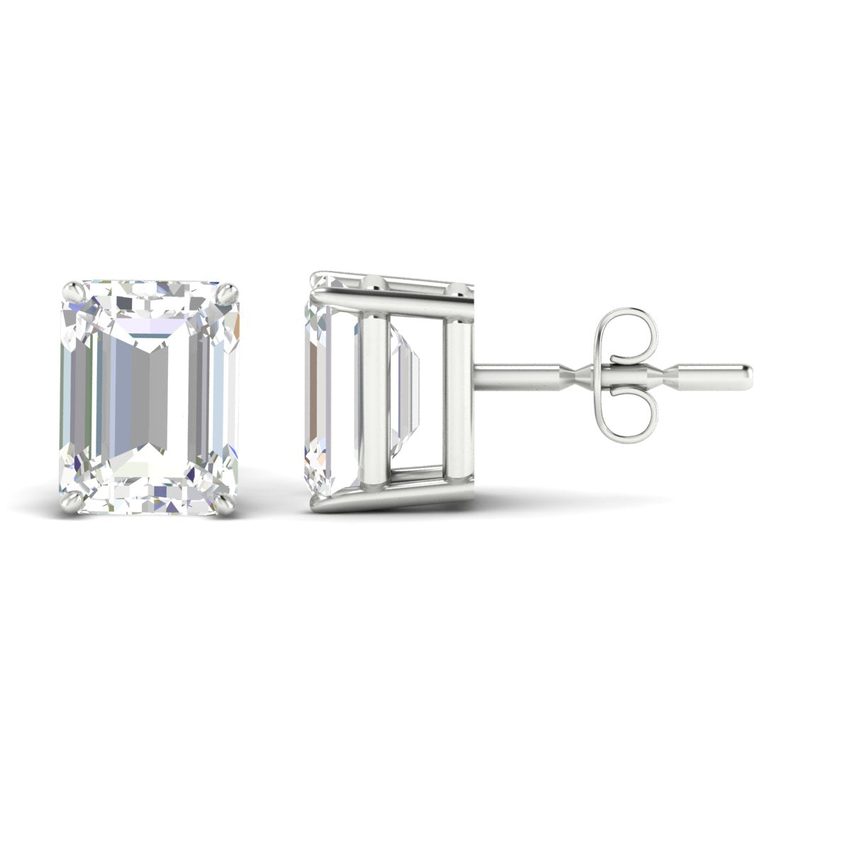 IGI Certified Emerald Cut Diamond Solitaire Stud Earrings